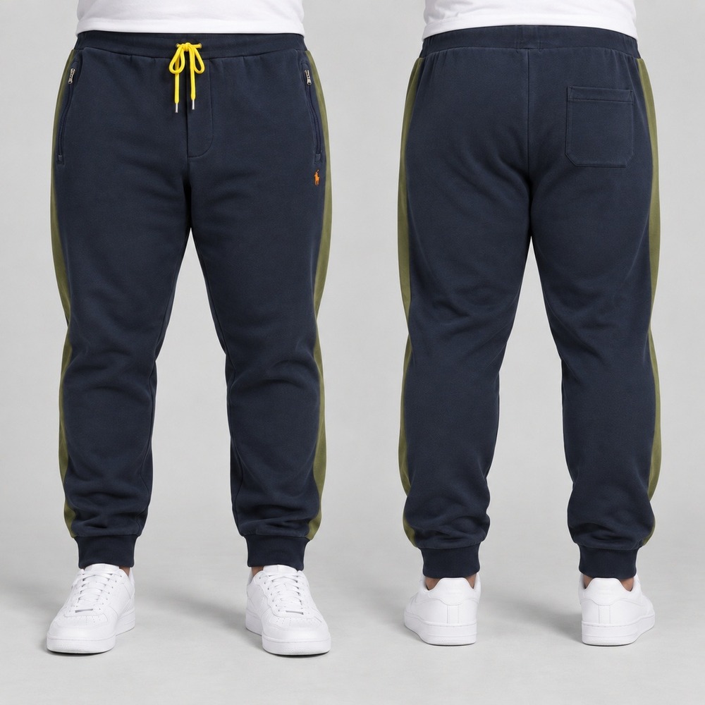 Polo Ralph Lauren Double Knit Colorblock Jogger Sweatpants Men's 3XB Navy Green